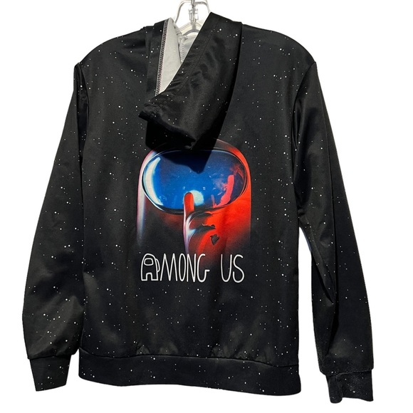 AMONG US black Hoodie Sweatshirt Hoody top Kid’s MEDIUM boy girl EUC Fun - Picture 2 of 7